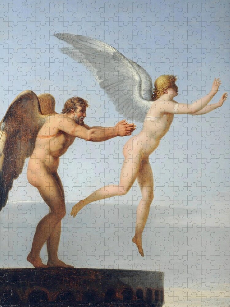 Charles Paul Landon Jigsaw Puzzle featuring the painting Icarus and Daedalus by Charles Paul Landon
