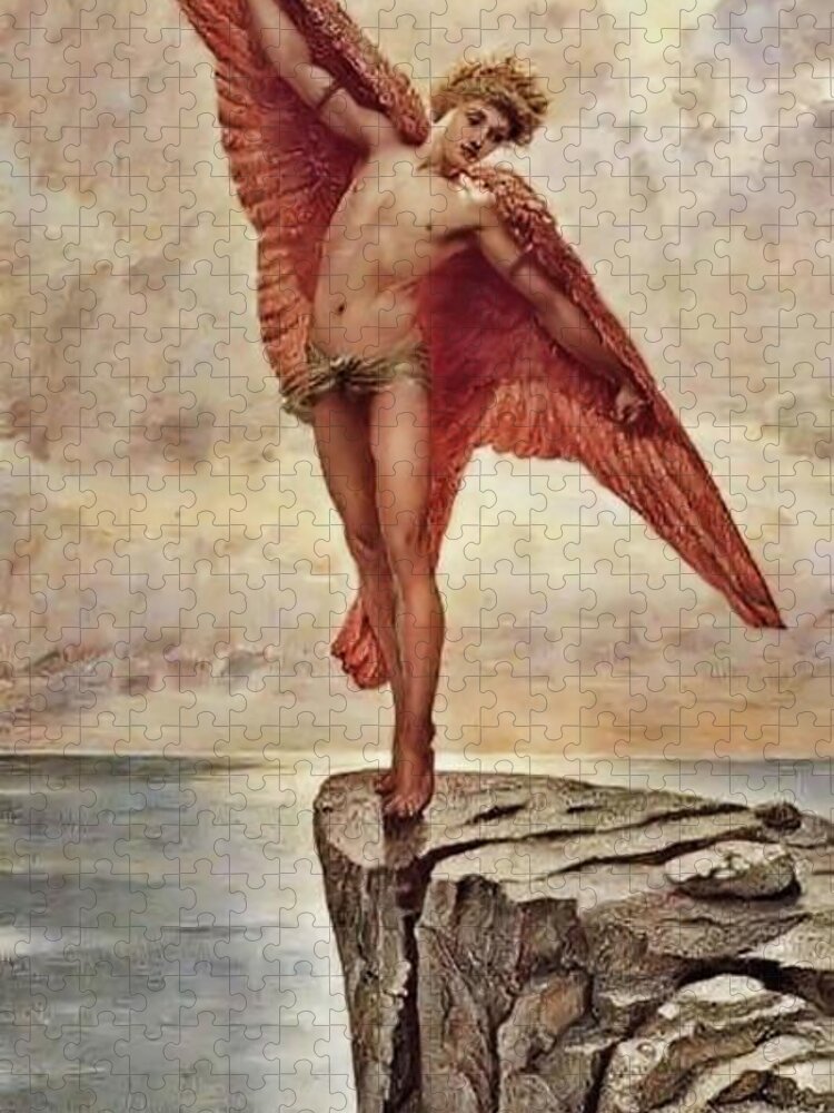 William Blake Richmond Jigsaw Puzzle featuring the painting Icarus by Richmond by William Blake Richmond