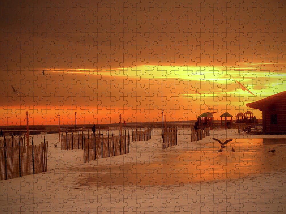 Coney Island Jigsaw Puzzle featuring the photograph Iced Sunset by Cate Franklyn