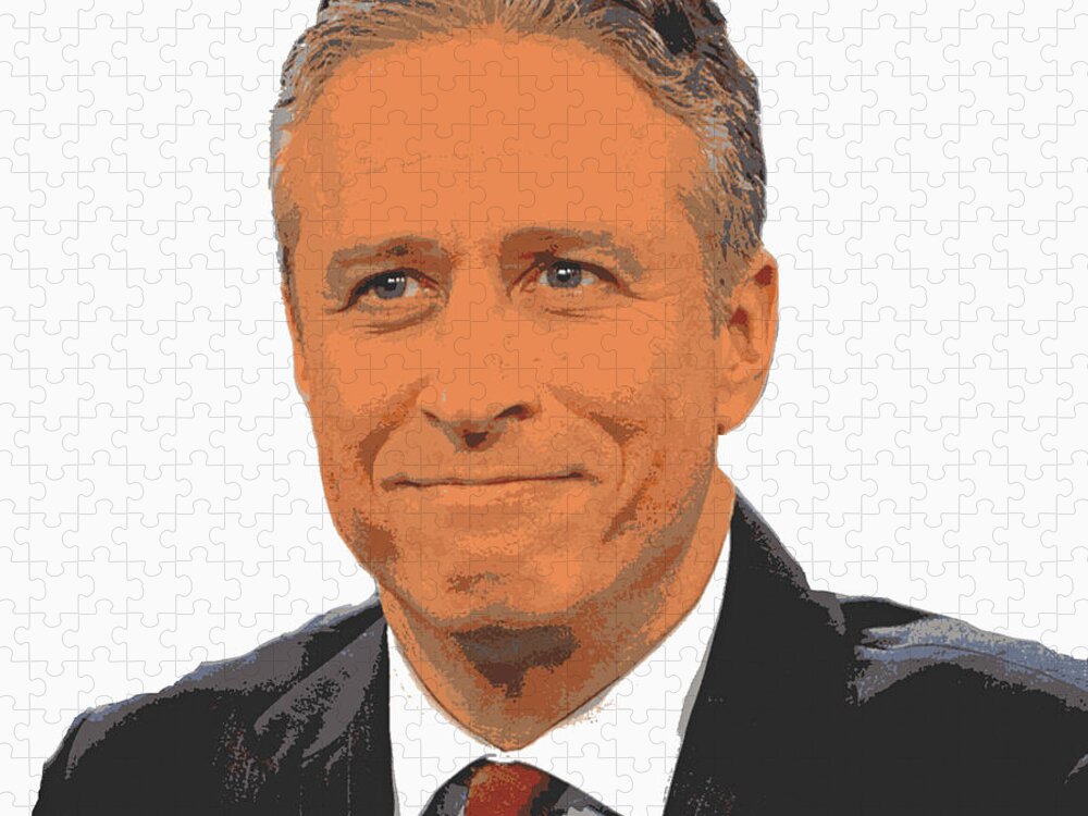 Iconic Jon Stewart Jigsaw Puzzle featuring the painting Iconic Jon Stewart by Pd
