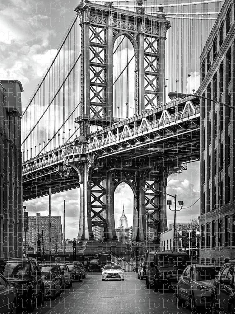 New York City Jigsaw Puzzle featuring the photograph Iconic Manhattan BW by Az Jackson