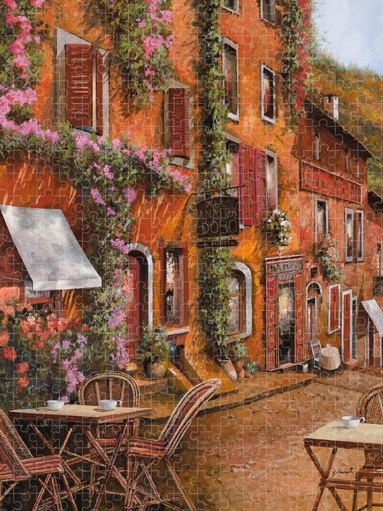 Cityscape Jigsaw Puzzle featuring the painting Il Bar Sulla Discesa by Guido Borelli
