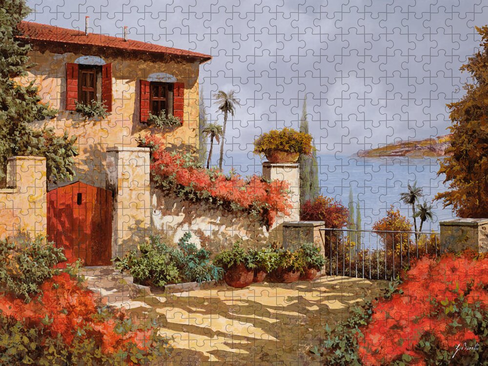 Red House Jigsaw Puzzle featuring the painting Il Giardino Rosso by Guido Borelli
