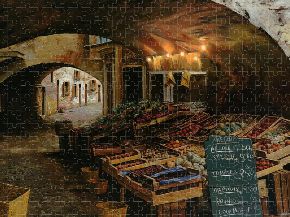 Market Jigsaw Puzzle featuring the painting Il Mercato Francese by Guido Borelli