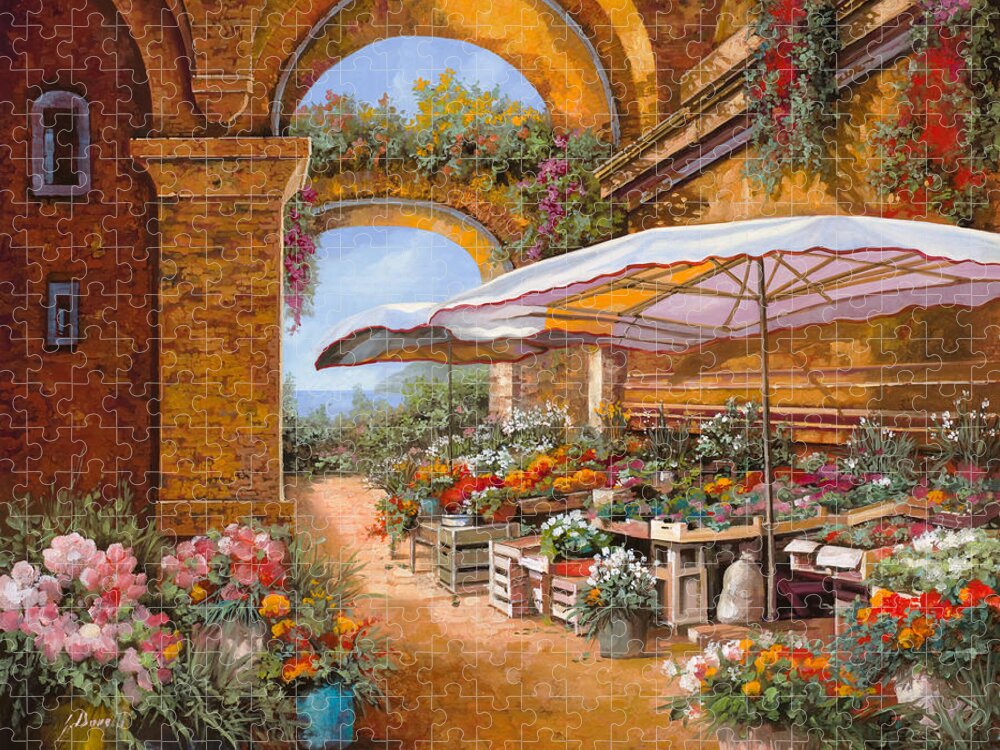 Market Jigsaw Puzzle featuring the painting Il Mercato Sotto Le Arcate by Guido Borelli