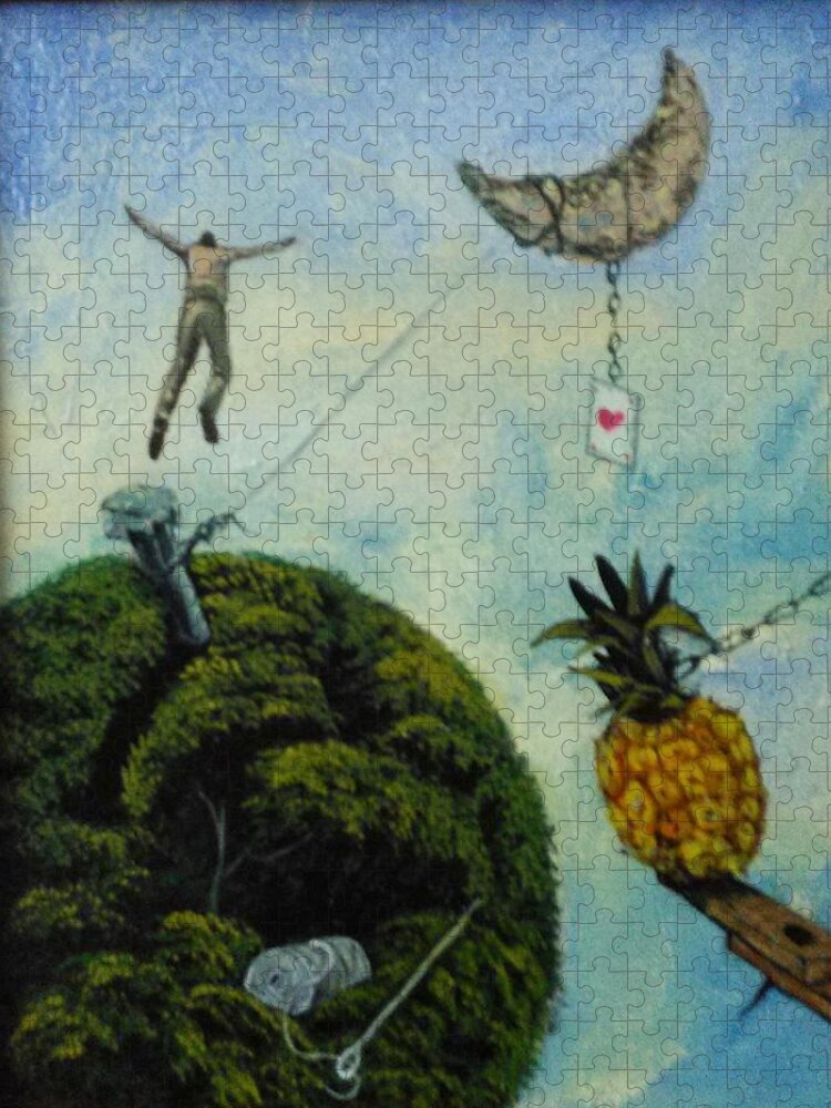 Surreal Jigsaw Puzzle featuring the painting Illusions that Fall at Dawn by Carlos Rodriguez