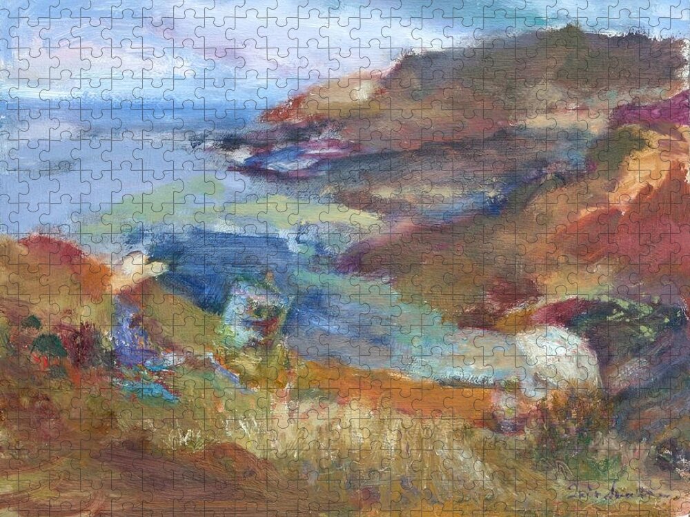 Impressionist Jigsaw Puzzle featuring the painting Immersed in the Landscape Painters at Rocky Creek, Quin Sweetman by Quin Sweetman