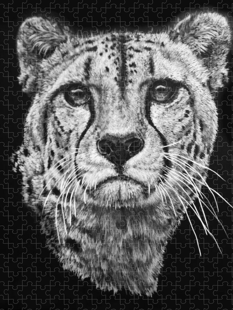 Cheetah Jigsaw Puzzle featuring the mixed media Imperial by Barbara Keith
