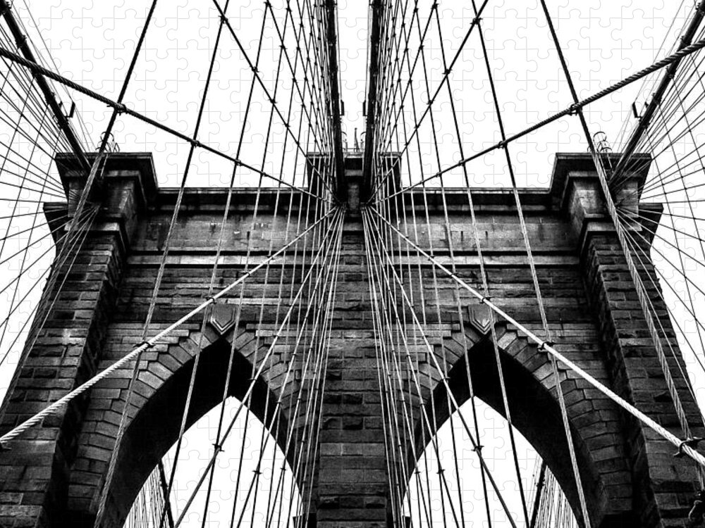 Brooklyn Bridge Jigsaw Puzzle featuring the photograph Imposing Arches by Az Jackson