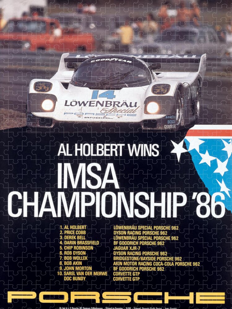 Imsa Championship Jigsaw Puzzle featuring the digital art IMSA Championship Porsche 1986 by Georgia Clare