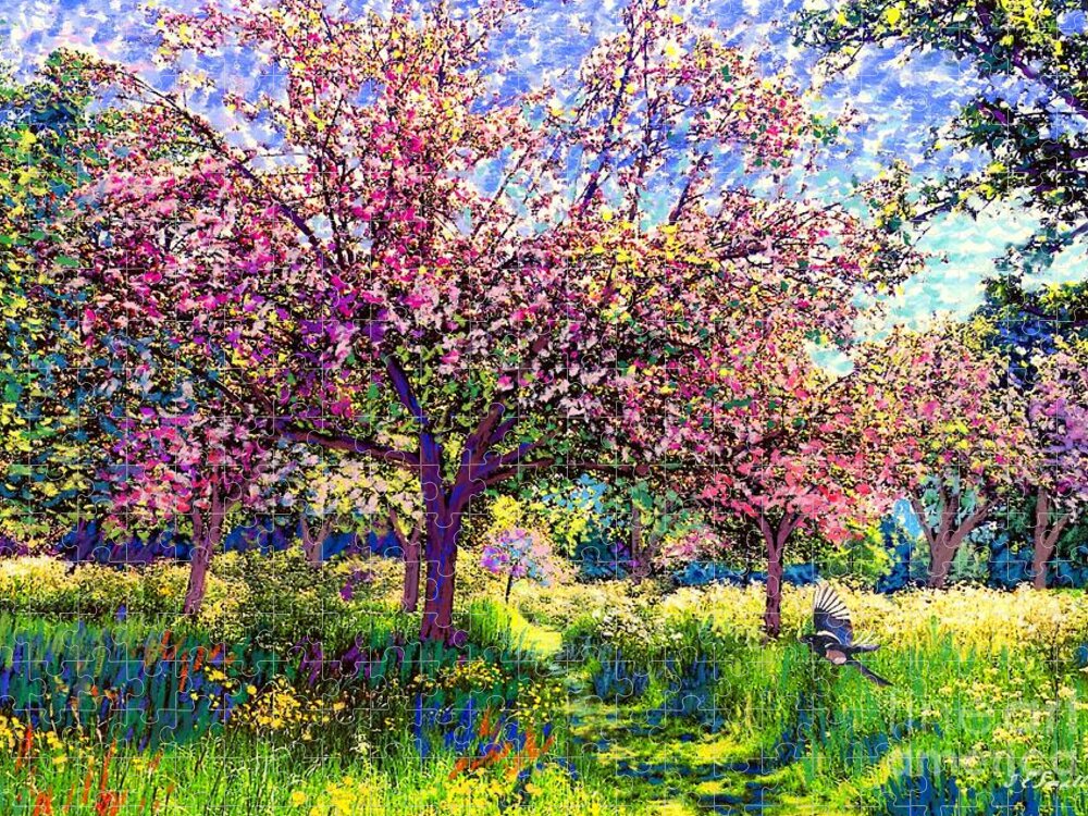 Floral Jigsaw Puzzle featuring the painting In Love with Spring, Blossom Trees by Jane Small