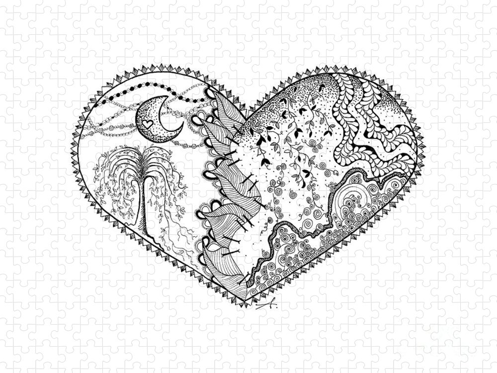 Broken Heart Jigsaw Puzzle featuring the drawing Repaired Heart by Ana V Ramirez