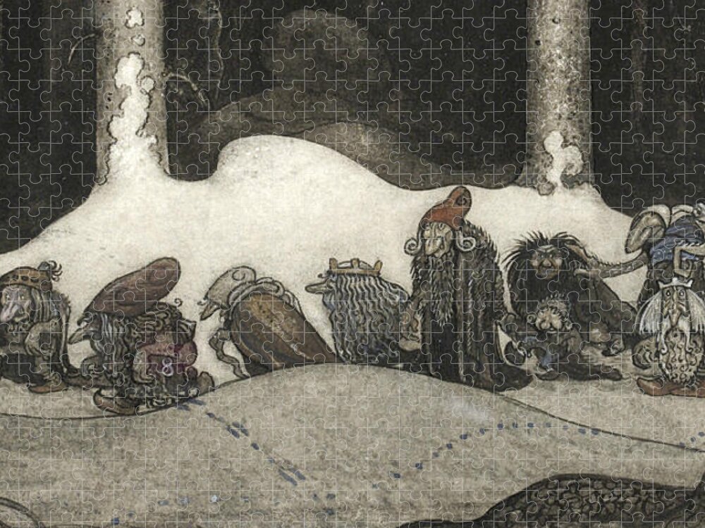 Swedish Art Jigsaw Puzzle featuring the painting In the Christmas Night by John Bauer