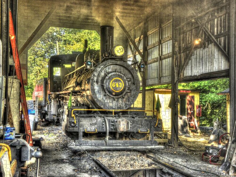 Engine Jigsaw Puzzle featuring the photograph In the engine shed steaming up by Paul W Faust - Impressions of Light