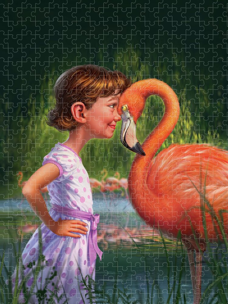 Flamingo Jigsaw Puzzle featuring the digital art In The Eye Of The Beholder by Mark Fredrickson