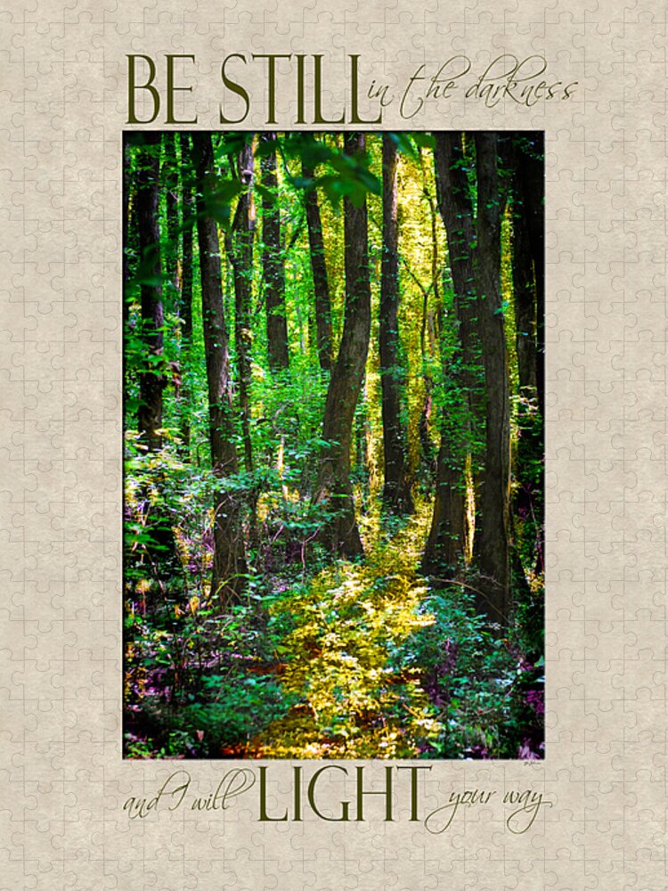 Forest Jigsaw Puzzle featuring the photograph In The Forest with Words by Jai Johnson