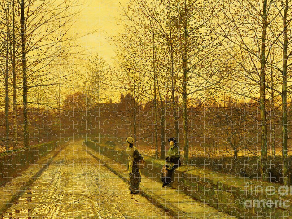 The Jigsaw Puzzle featuring the painting In the Golden Gloaming by John Atkinson Grimshaw