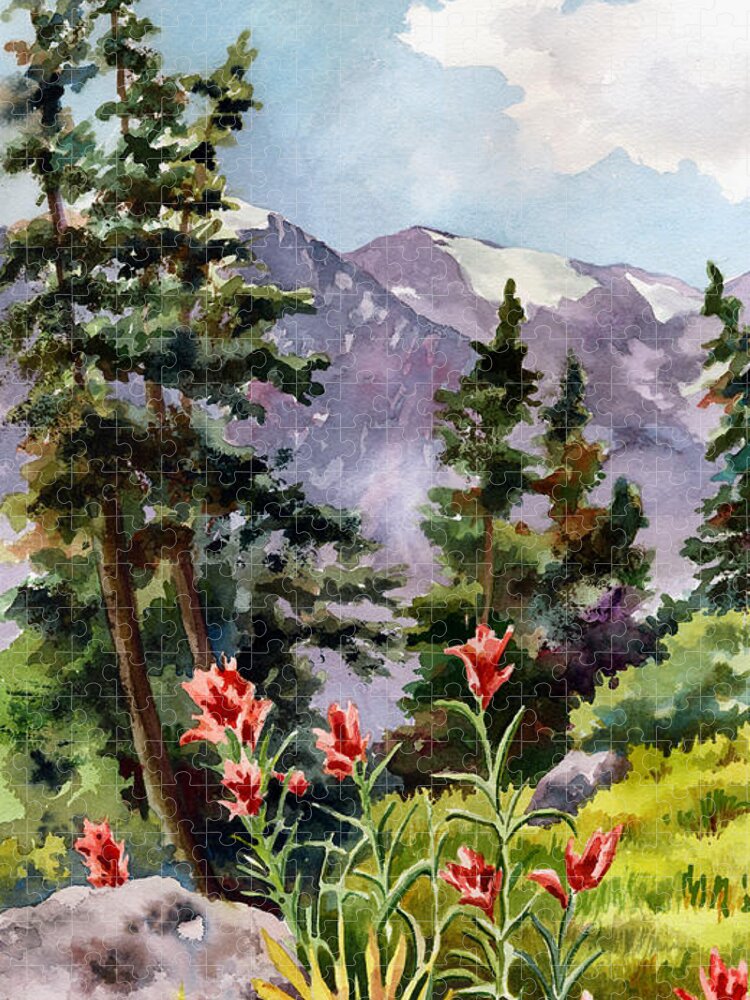 Colorado Art Jigsaw Puzzle featuring the painting Indian Paintbrush by Anne Gifford