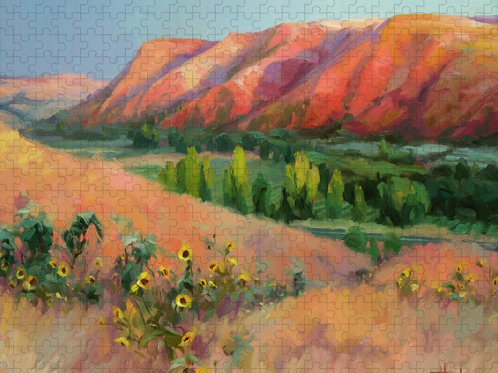 Landscape Jigsaw Puzzle featuring the painting Indian Hill by Steve Henderson