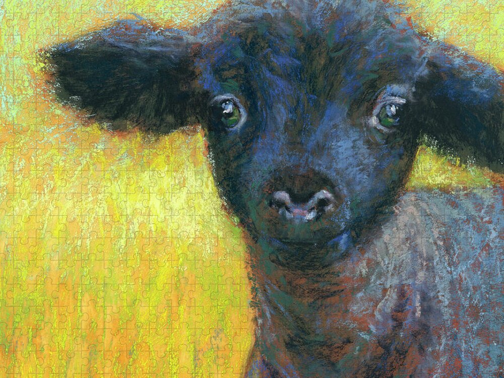 Lamb Jigsaw Puzzle featuring the pastel Inky by Rita Kirkman
