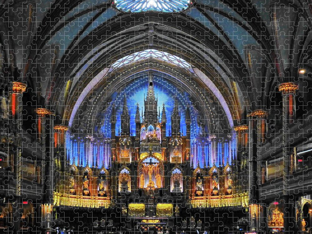 Notre-dame Basilica Jigsaw Puzzle featuring the photograph Inside of Notre Dame Basilica, Montreal by Lyuba Filatova