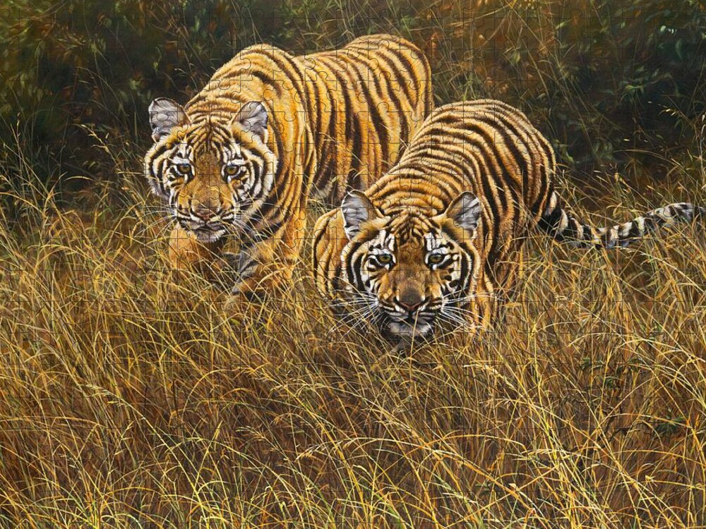 Wildlife Paintings Jigsaw Puzzle featuring the painting Intent by Alan M Hunt