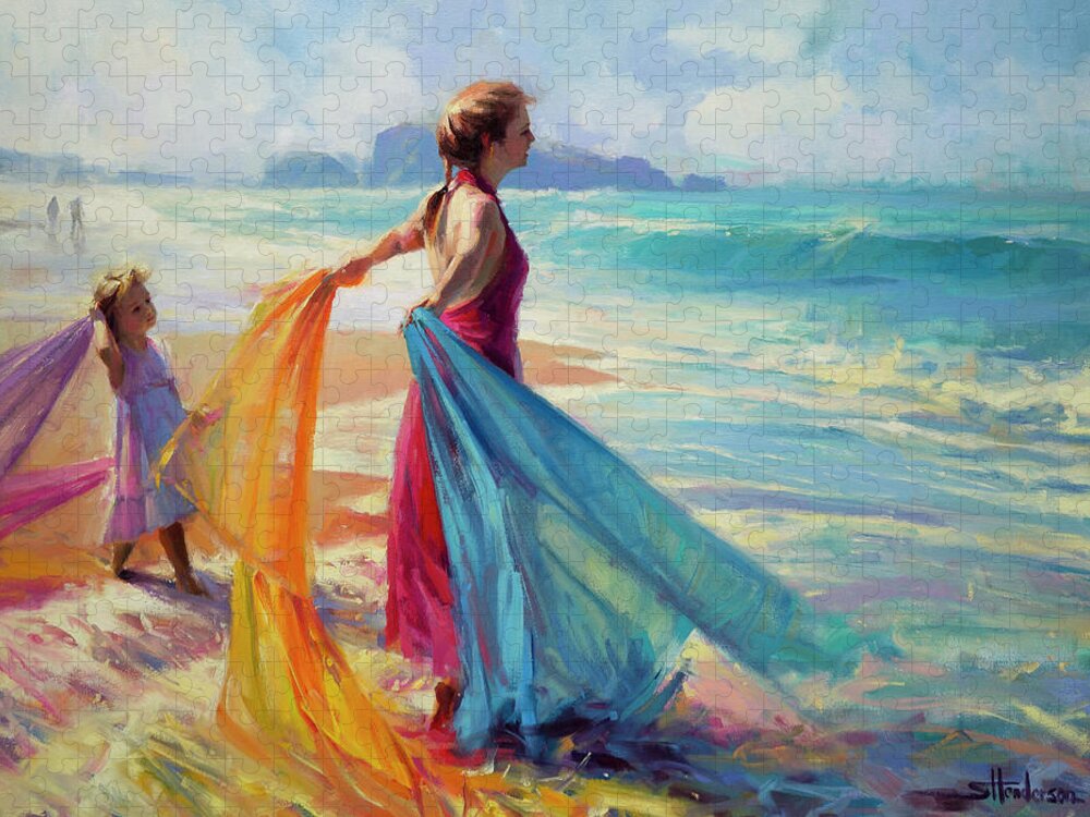 Coast Jigsaw Puzzle featuring the painting Into the Surf by Steve Henderson