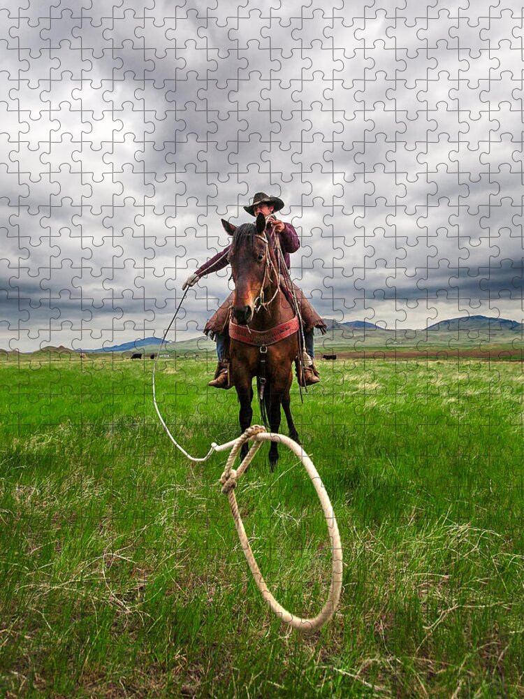 Cowboy Jigsaw Puzzle featuring the photograph Invisible Calf by Todd Klassy