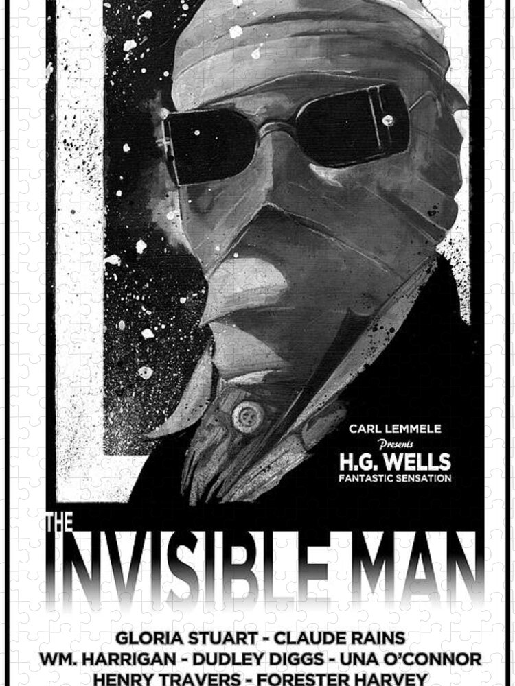 Universal Studios Art Jigsaw Puzzle featuring the mixed media Invisible Man movie poster 1933 by Sean Parnell