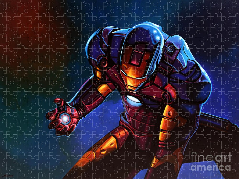 Iron Man Jigsaw Puzzle featuring the painting Iron Man by Paul Meijering