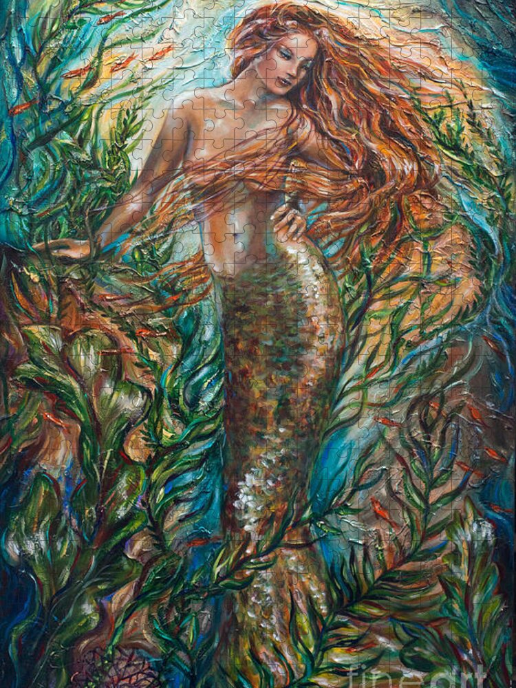 Latino Mermaid Jigsaw Puzzle featuring the painting Isabella by Linda Olsen