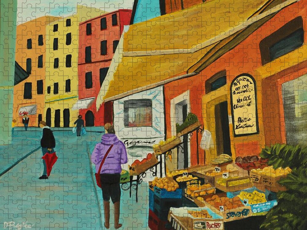 Italy Jigsaw Puzzle featuring the painting Italian Market by David Bigelow