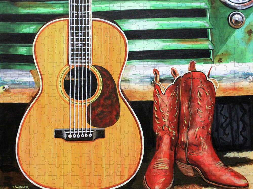 Guitars Jigsaw Puzzle featuring the painting It's a Mississippi Thing by Karl Wagner