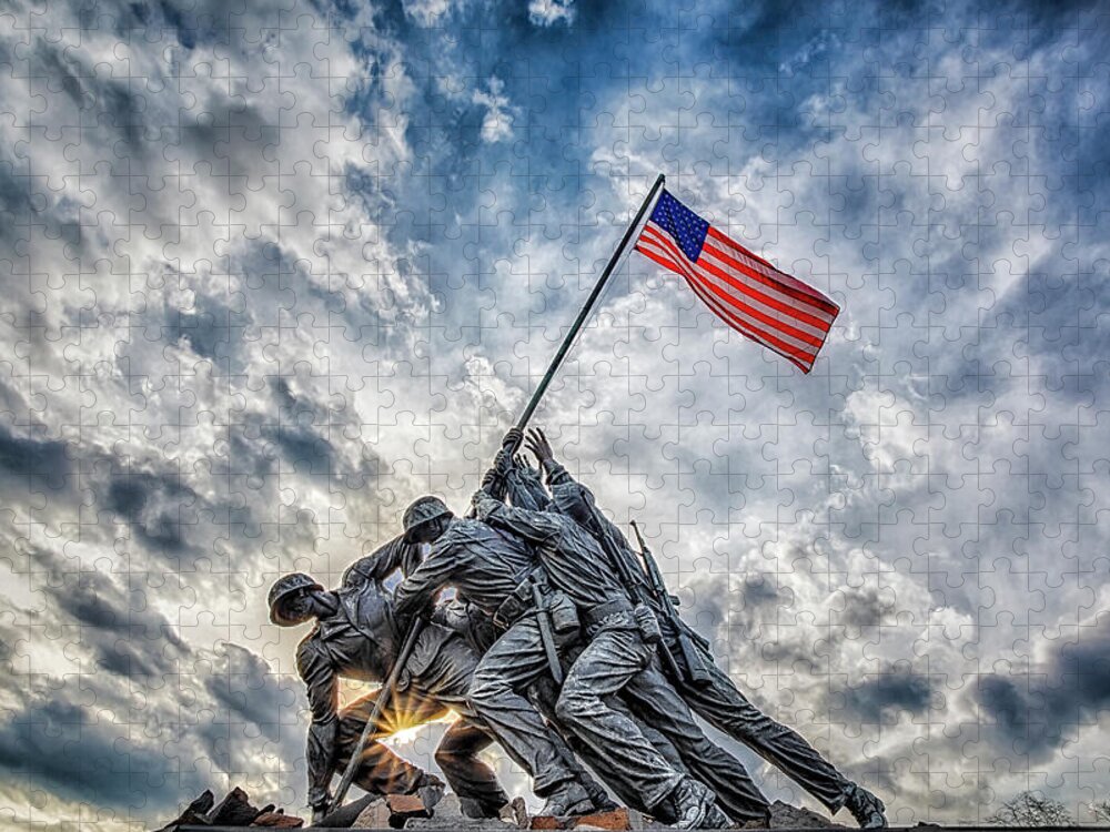 Marine Corps War Memorial Jigsaw Puzzle featuring the photograph Iwo Jima Memorial by Susan Candelario