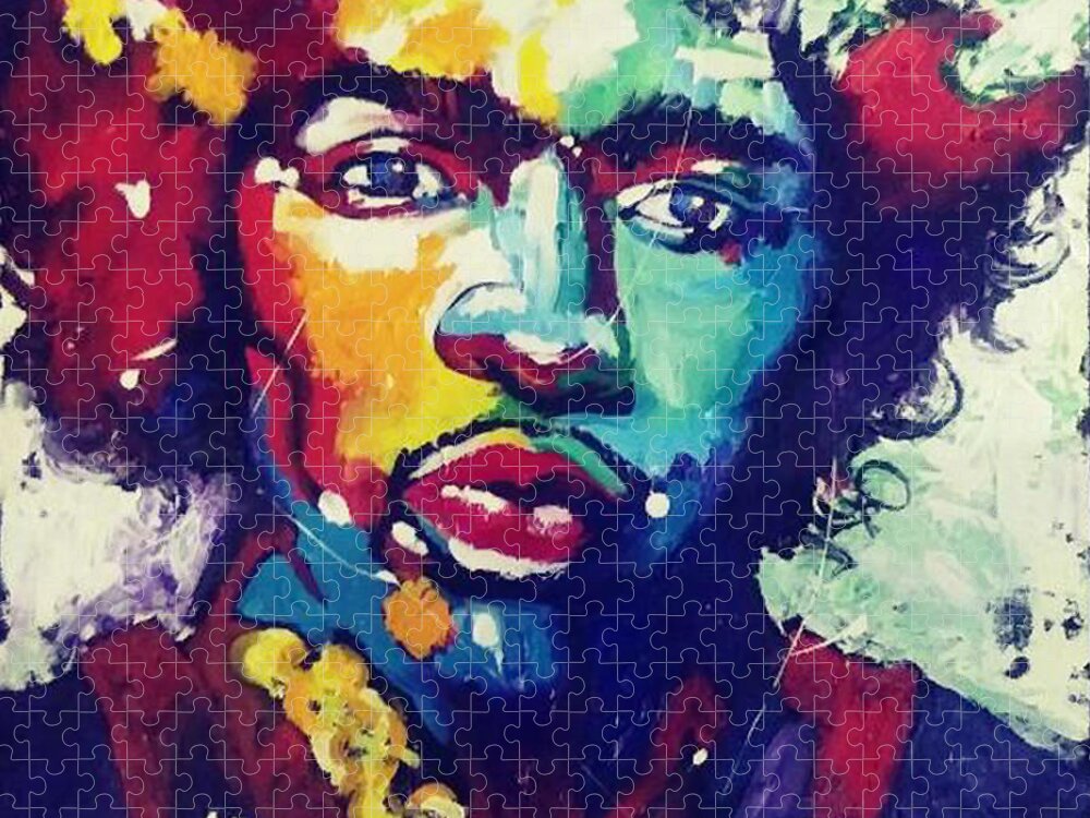 Jimi Jigsaw Puzzle featuring the painting J Haze by Femme Blaicasso