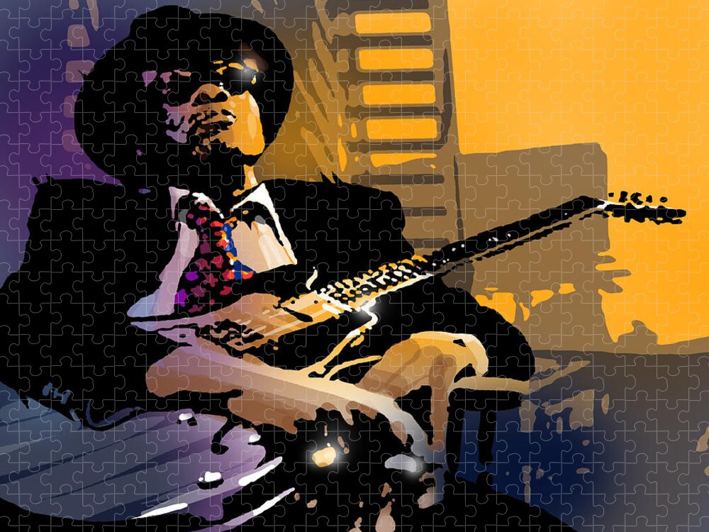 Blues Jigsaw Puzzle featuring the painting J L Hooker by Paul Sachtleben