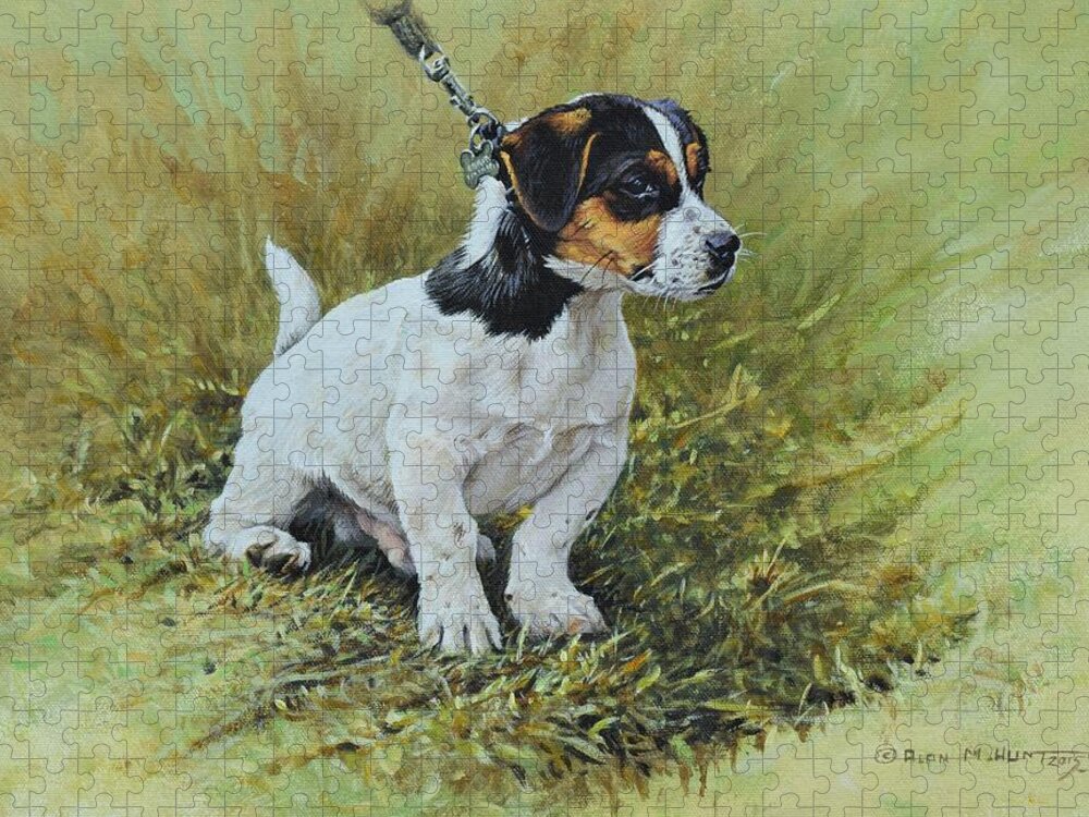 Dog Jigsaw Puzzle featuring the painting Jack Russell Portrait by Alan M Hunt