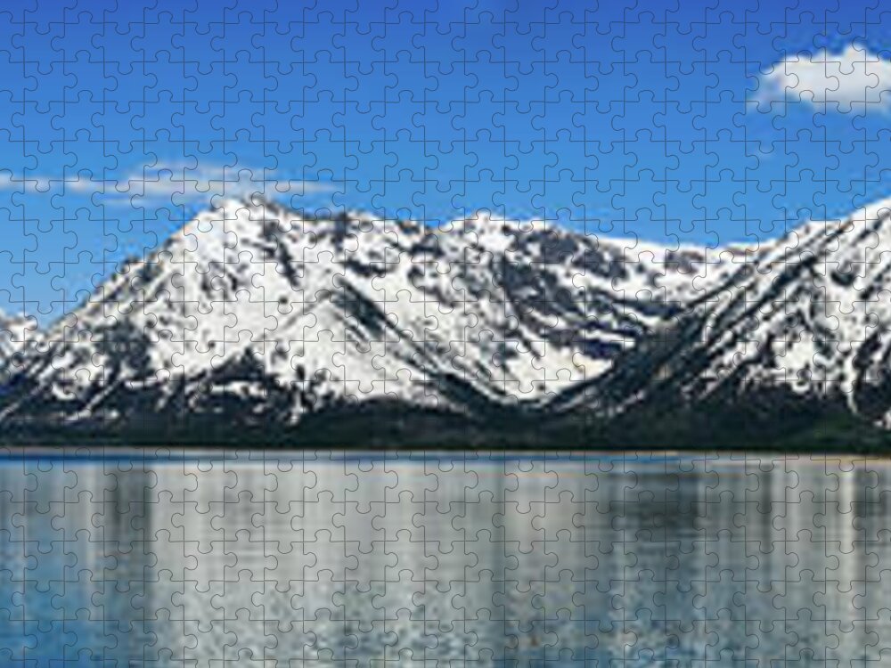 Grand Teton National Park Jigsaw Puzzle featuring the photograph Jackson Lake Teton Panorama by Greg Norrell