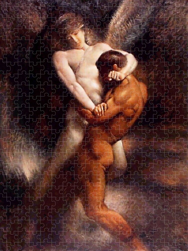 Jacob Jigsaw Puzzle featuring the painting Jacob earns his name by Leon Bonnat