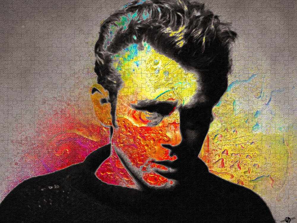 James Dean Jigsaw Puzzle featuring the mixed media James Dean by Tony Rubino