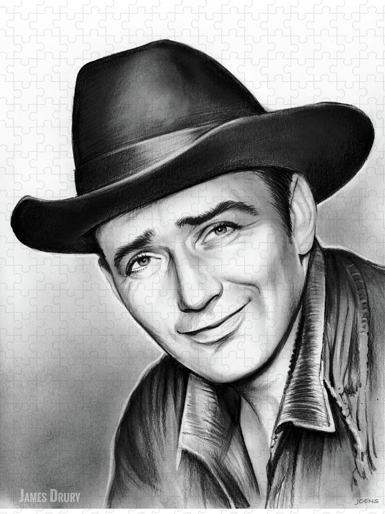 James Drury Jigsaw Puzzle featuring the drawing James Drury by Greg Joens