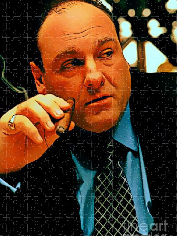 James Gandolfini As Tony Soprano Jigsaw Puzzle featuring the digital art James Gandolfini as Tony Soprano by Pd