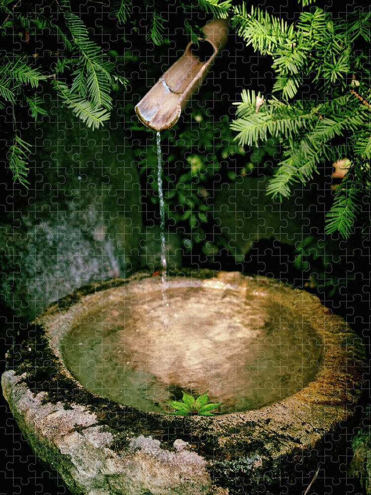 Water Jigsaw Puzzle featuring the photograph Japanese Garden Water Fountain by Lawrence Knutsson