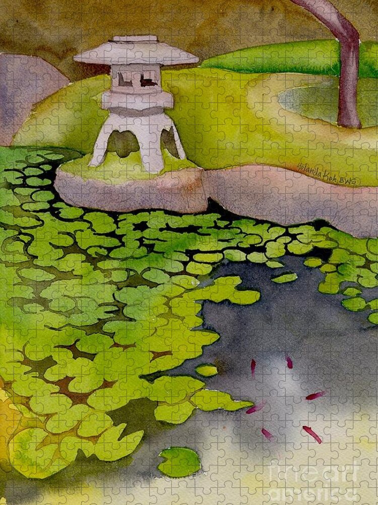 Japanese Jigsaw Puzzle featuring the painting Japanese Garden by Yolanda Koh