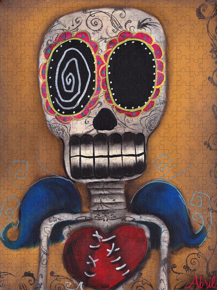 Day Of The Dead Jigsaw Puzzle featuring the painting Javier by Abril Andrade