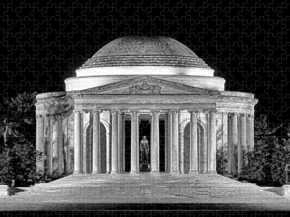 Jefferson Jigsaw Puzzle featuring the photograph Jefferson Memorial Lonely Night by Olivier Le Queinec