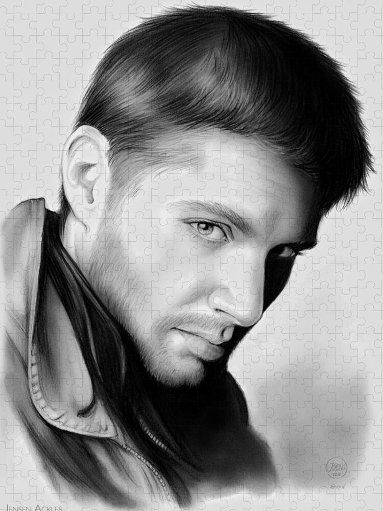 Jensen Ackles Puzzle featuring the drawing Jensen Ackles by Greg Joens