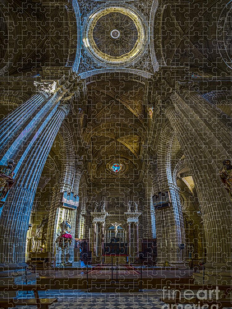 12mm F2 Jigsaw Puzzle featuring the photograph Jerez de la Frontera Cathedral Dome from Inside Cadiz Spain by Pablo Avanzini