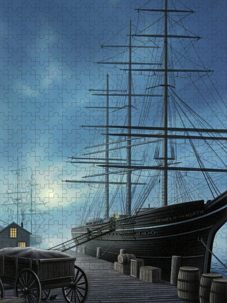 Ship Jigsaw Puzzle featuring the painting Jewel of the North by Jerry LoFaro