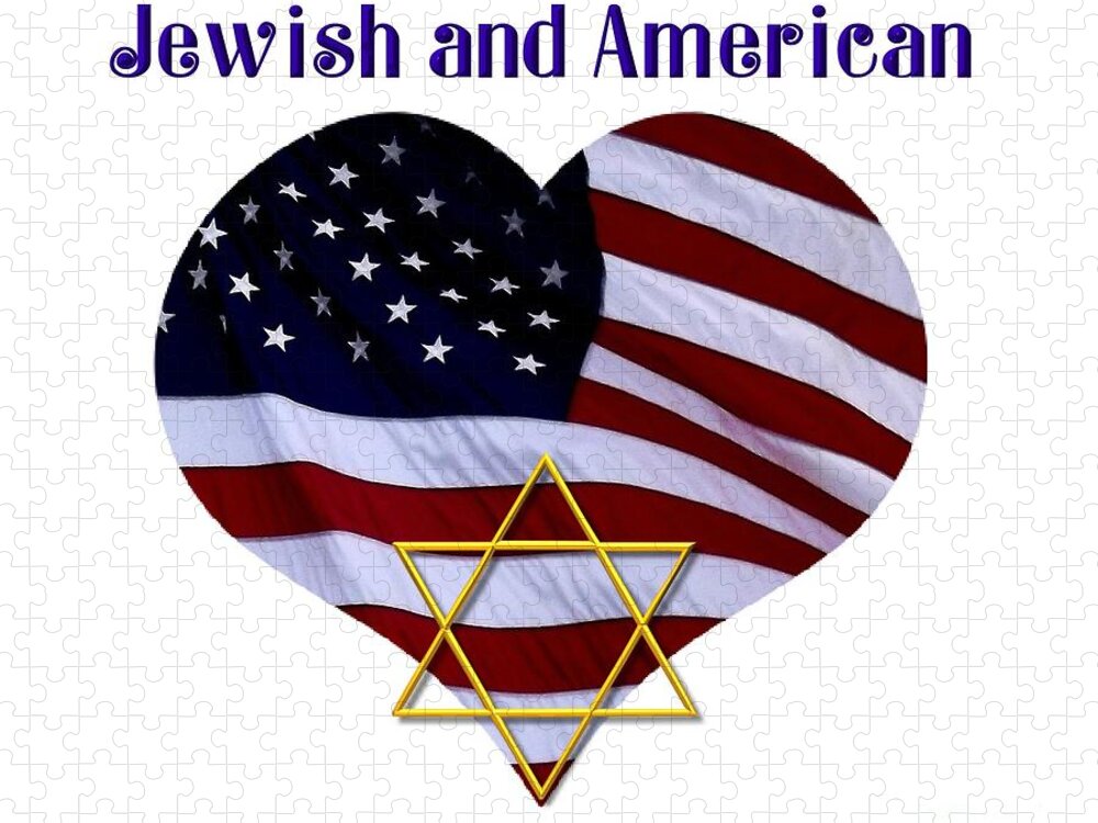 Jewish And American Jigsaw Puzzle featuring the photograph Jewish And American Flag with Star of David by Rose Santuci-Sofranko